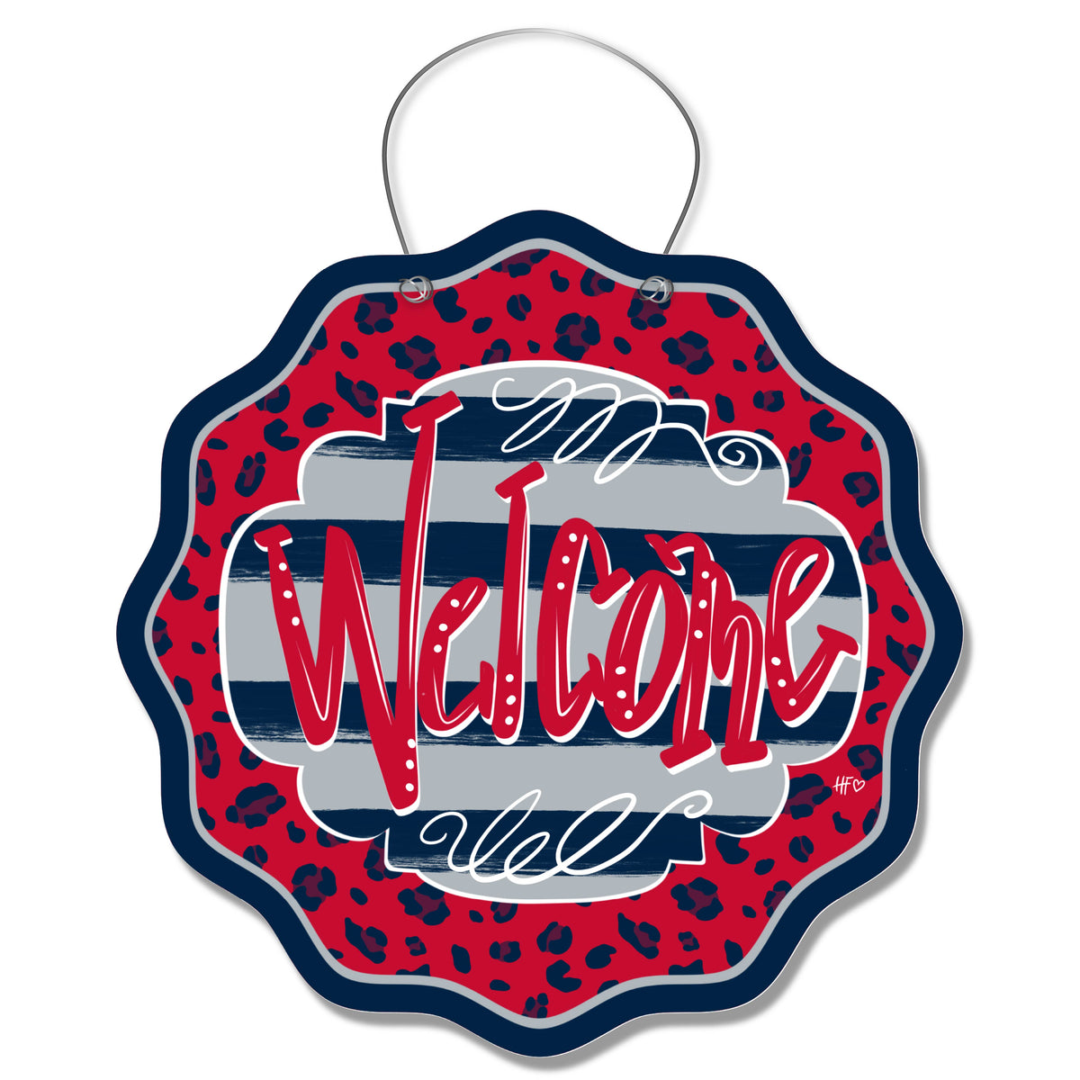 New England Leopard Welcome Door Hanger