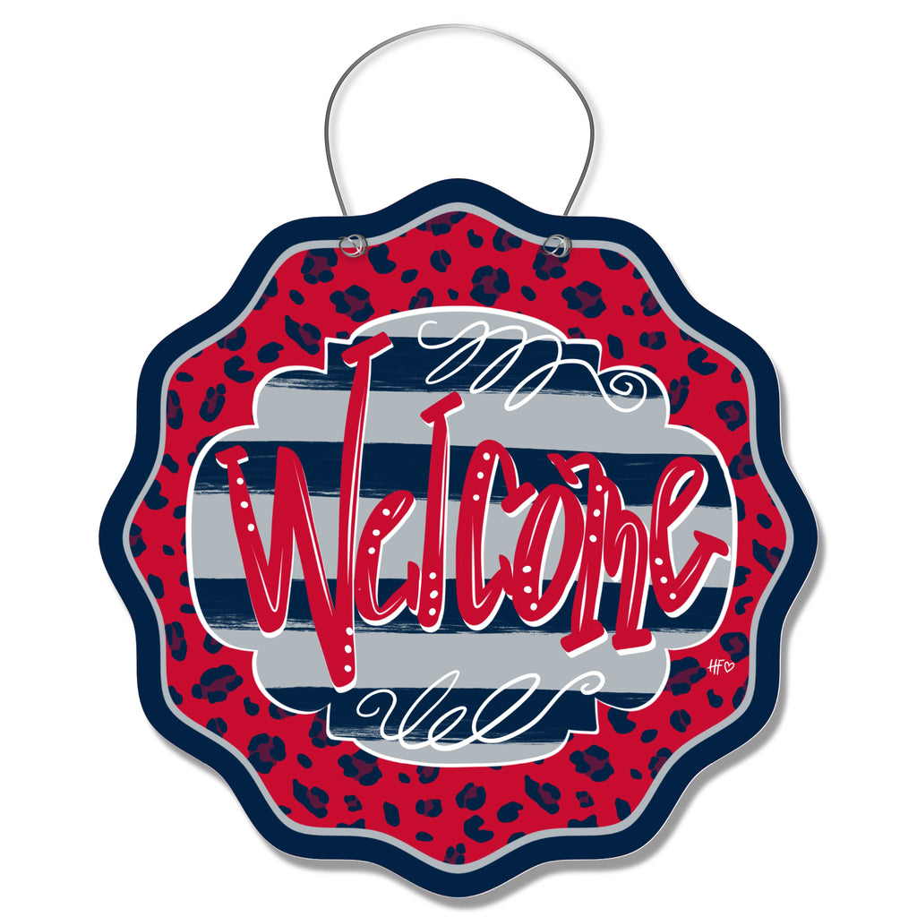 New England Leopard Welcome Door Hanger