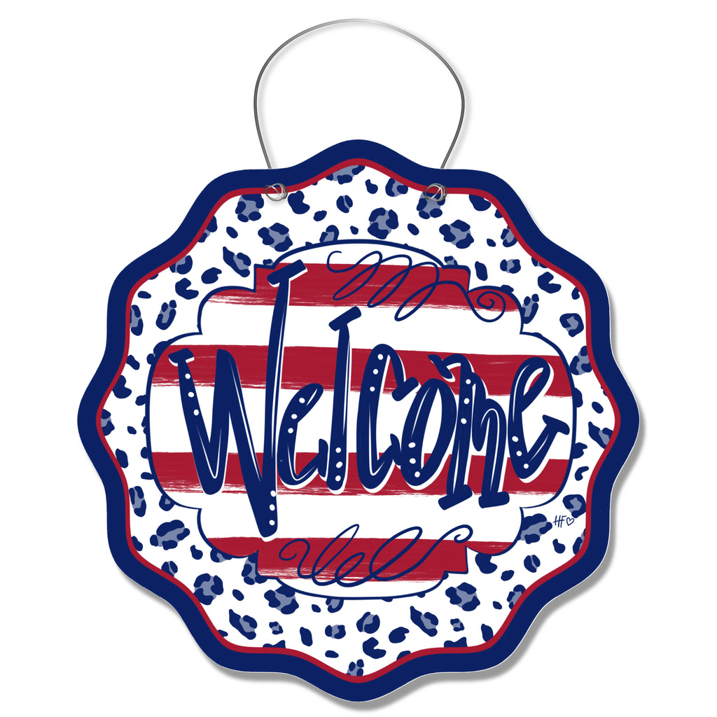 New York Leopard Welcome Door Hanger