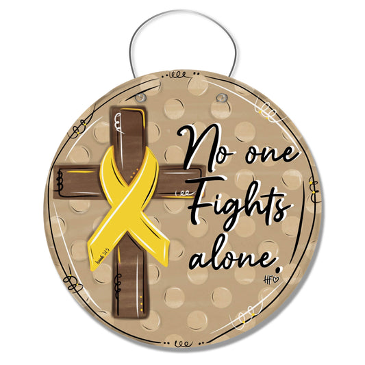 No One Fights Alone Yellow Ribbon Cross Door Hanger
