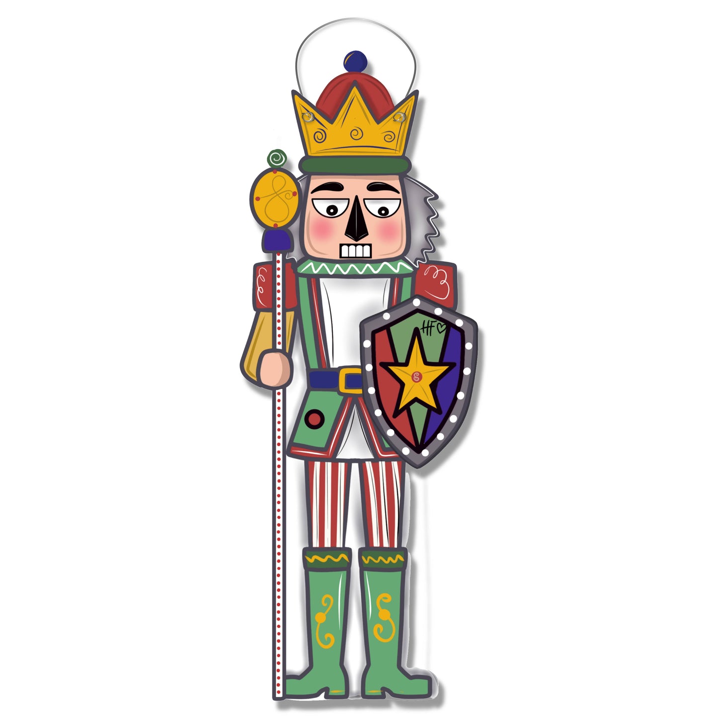 Nutcracker Shield Christmas Door Hanger