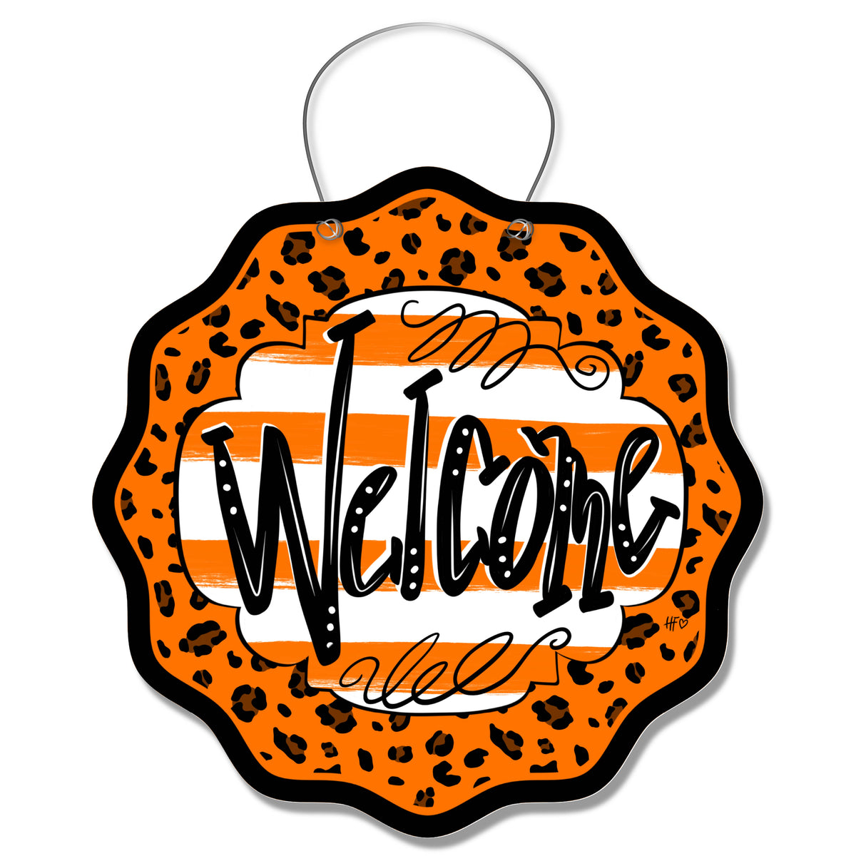 OK State Leopard Welcome Door Hanger
