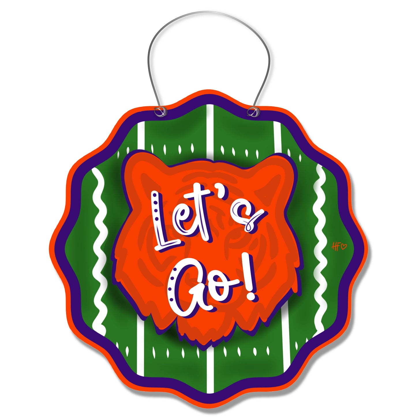 Purple & Orange Let's Go Tiger Door Hanger