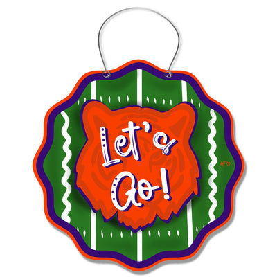 Purple & Orange Let's Go Tiger Door Hanger
