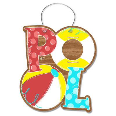 Pool Bright Letters Door Hanger