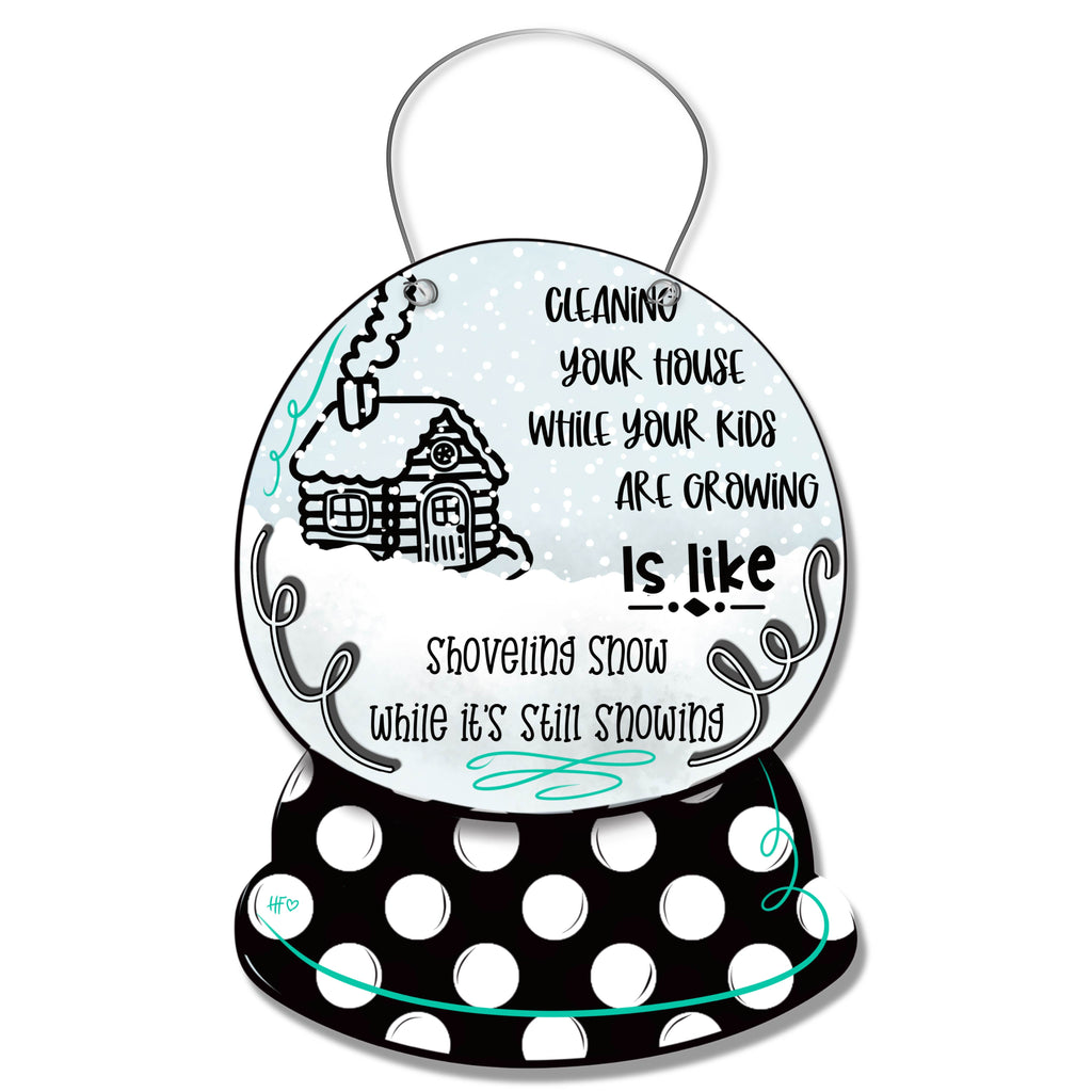 Parenting Facts Snow Globe Winter Door Hanger