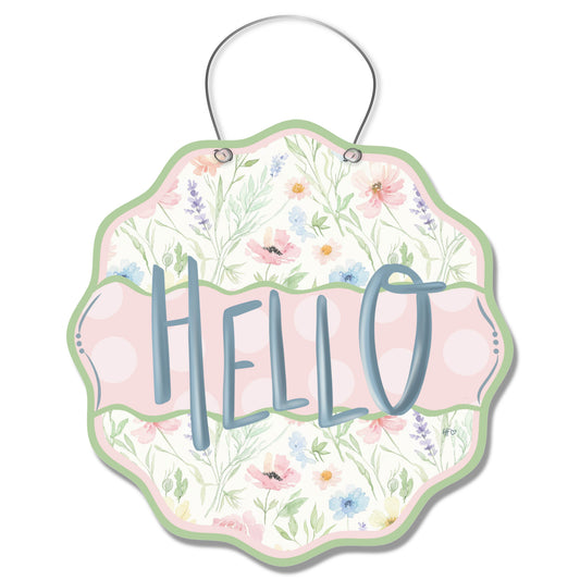 Pastel Floral Hello Door Hanger