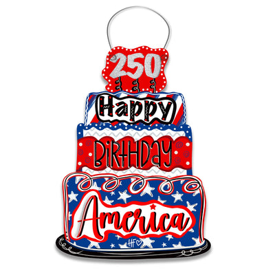 Patriotic Cake (Happy 250) Door Hanger