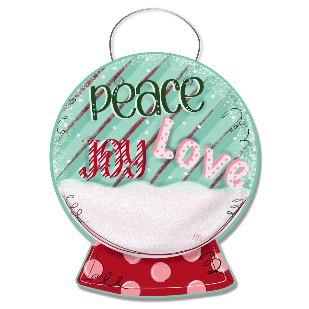 Peace Joy & Love Snow Globe Door Hanger