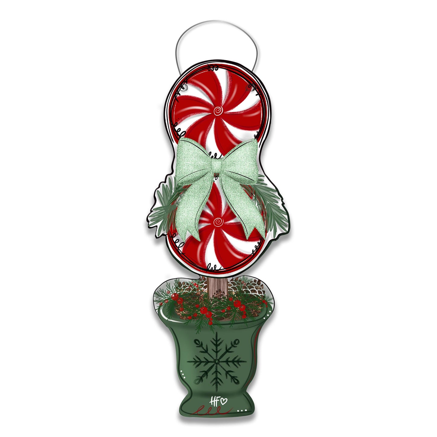 Peppermint Topiary Door Hanger
