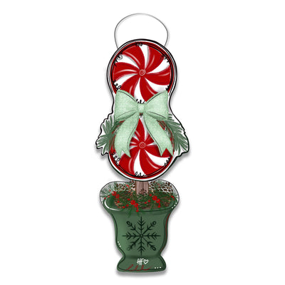 Peppermint Topiary Door Hanger
