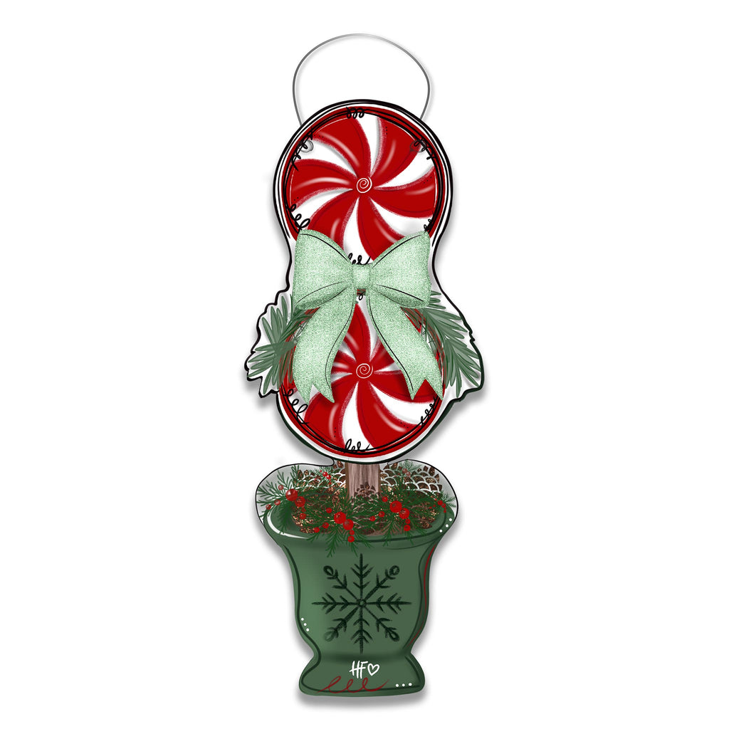 Peppermint Topiary Door Hanger