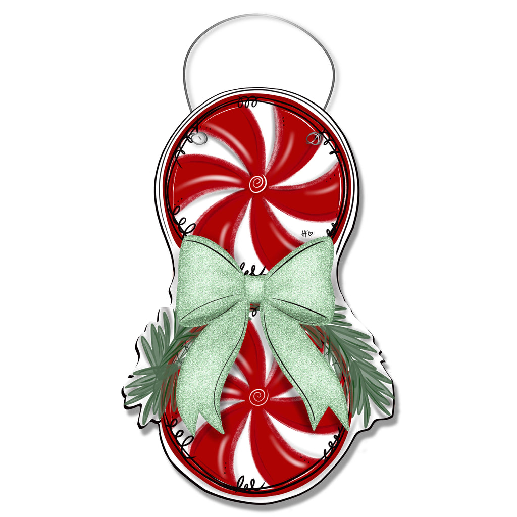 Double Red Peppermint Door Hanger