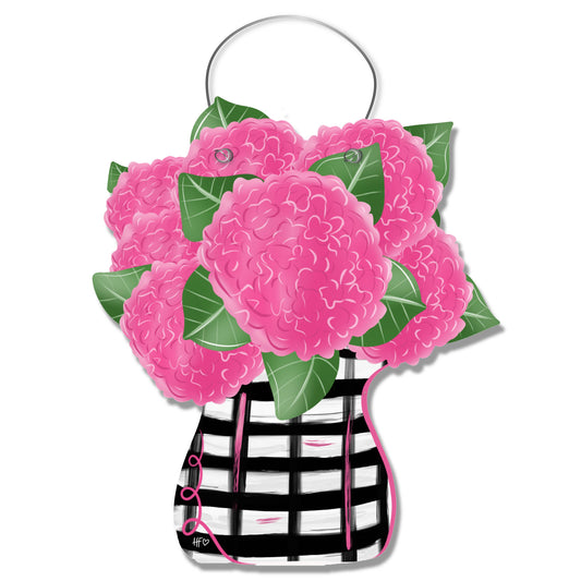 Spring Pink Hydrangea Vase Door Hanger