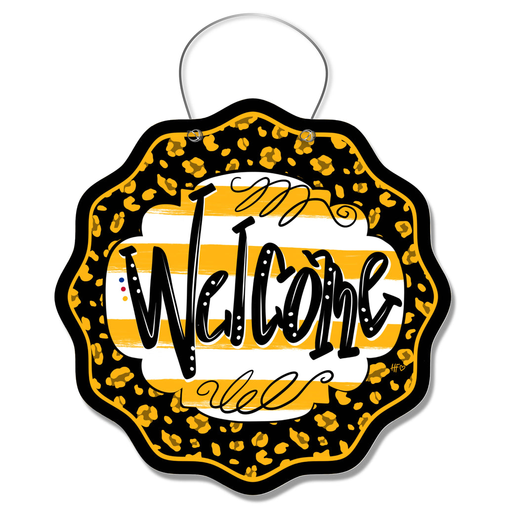 Pittsburgh Leopard Welcome Door Hanger