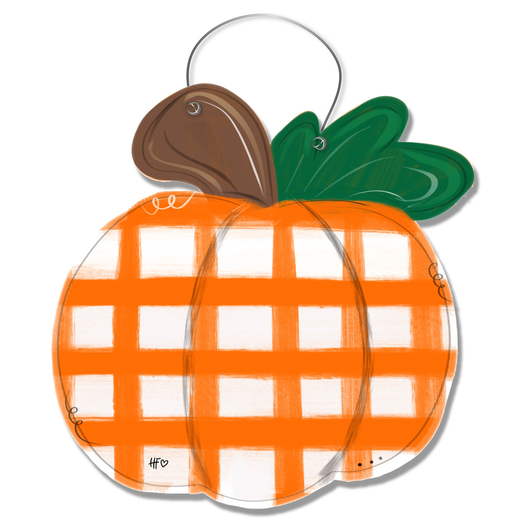Plaid Pumpkin Door Hanger