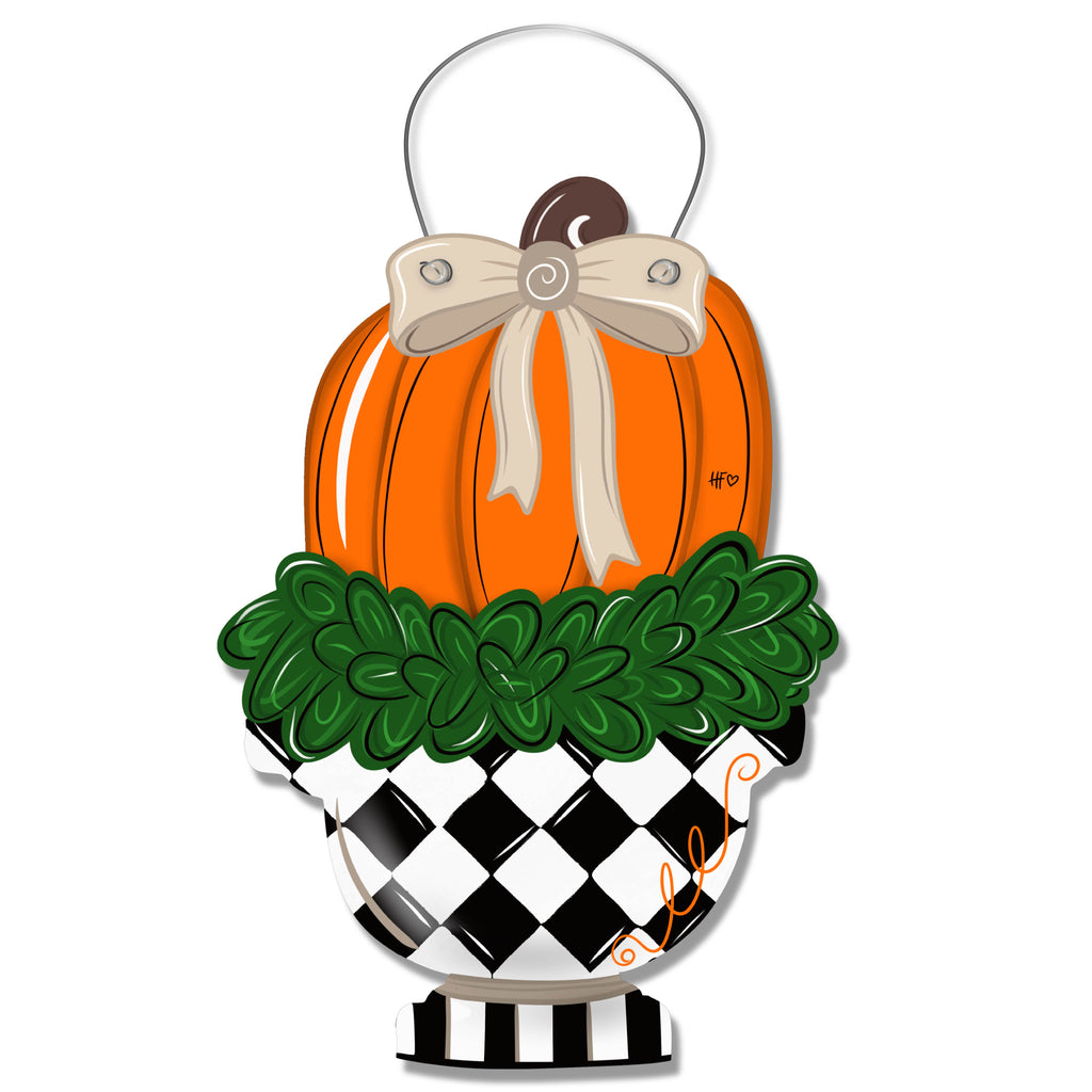 Planted and Classy Pumpkin Door Hanger