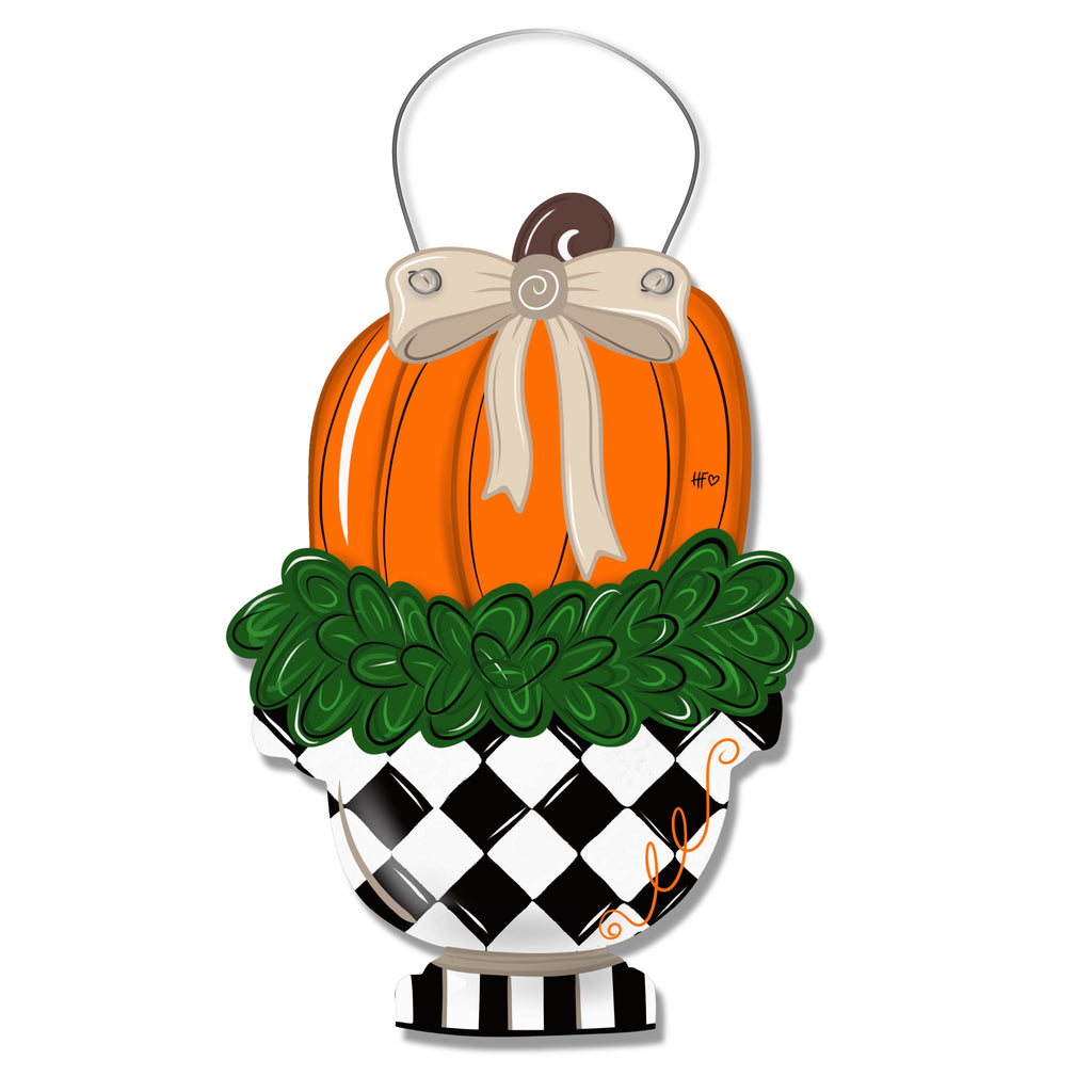 Planted and Classy Pumpkin Door Hanger