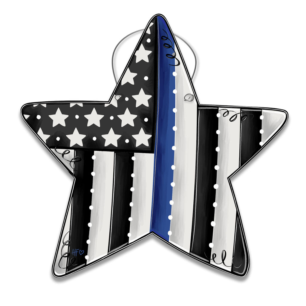 Police Flag Star Door Hanger