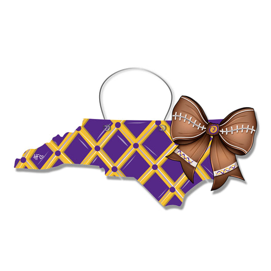 Purple and Gold North Carolina Bow Door Hanger