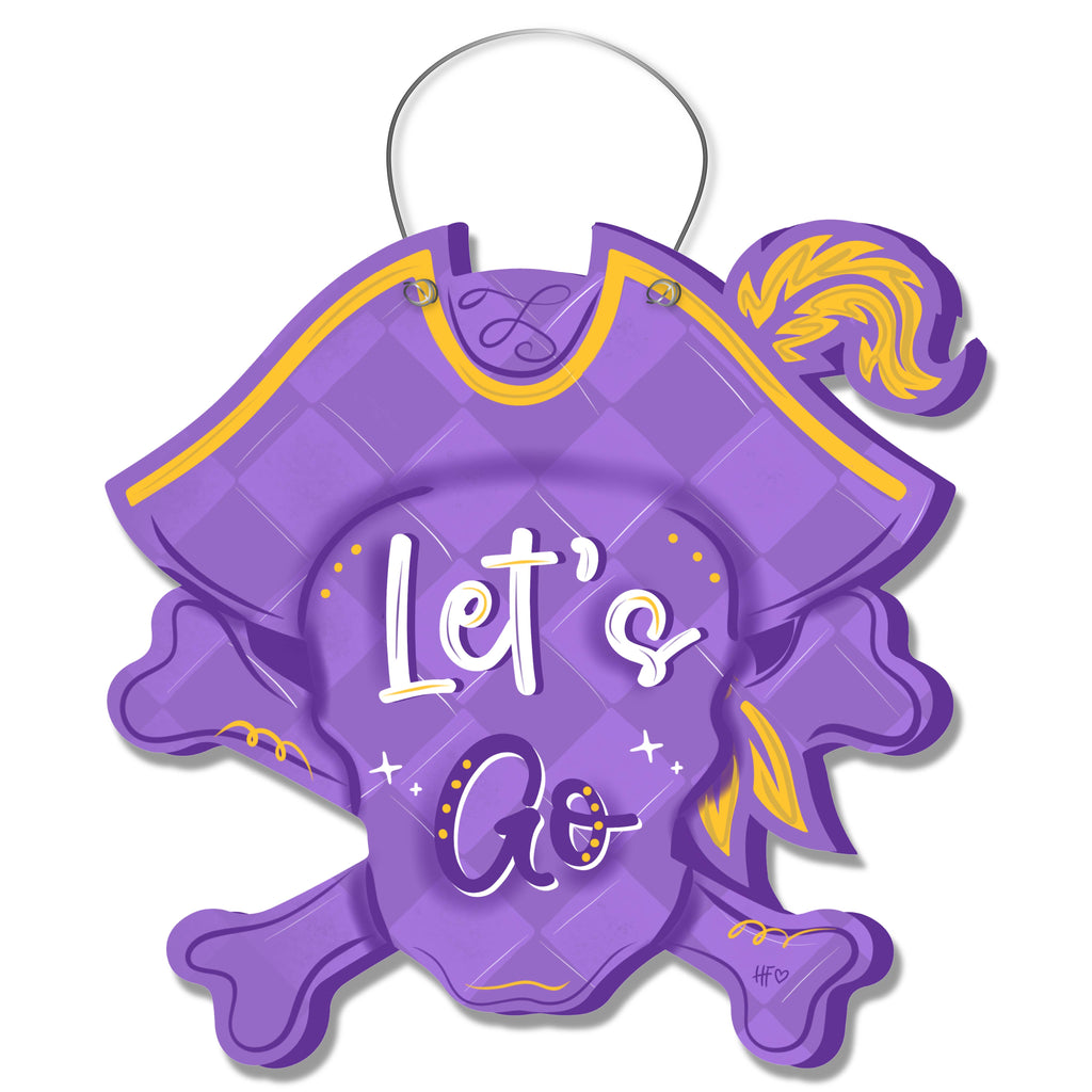 Purple & Gold Let's Go Door Hanger