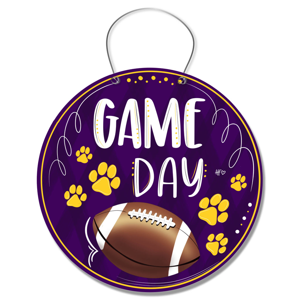 Purple Game Day Door Hanger