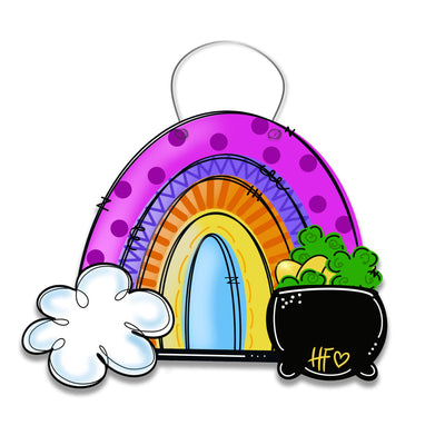 Lucky Rainbow Pot of Gold Door Hanger