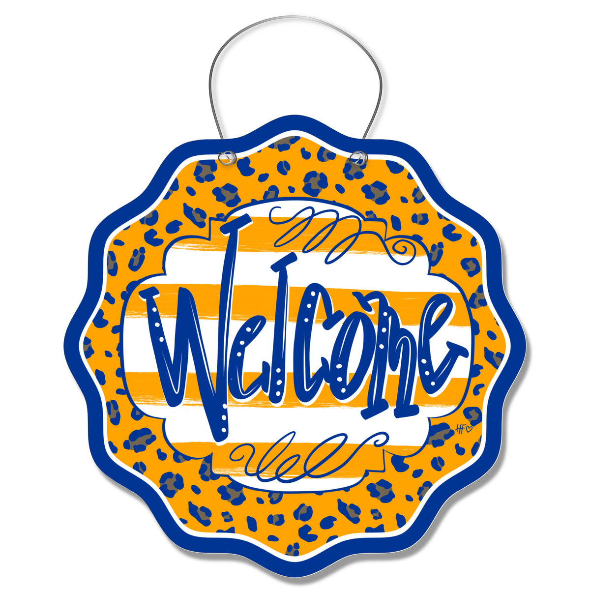 Rams Leopard Welcome Door Hanger (Yellow/Blue)
