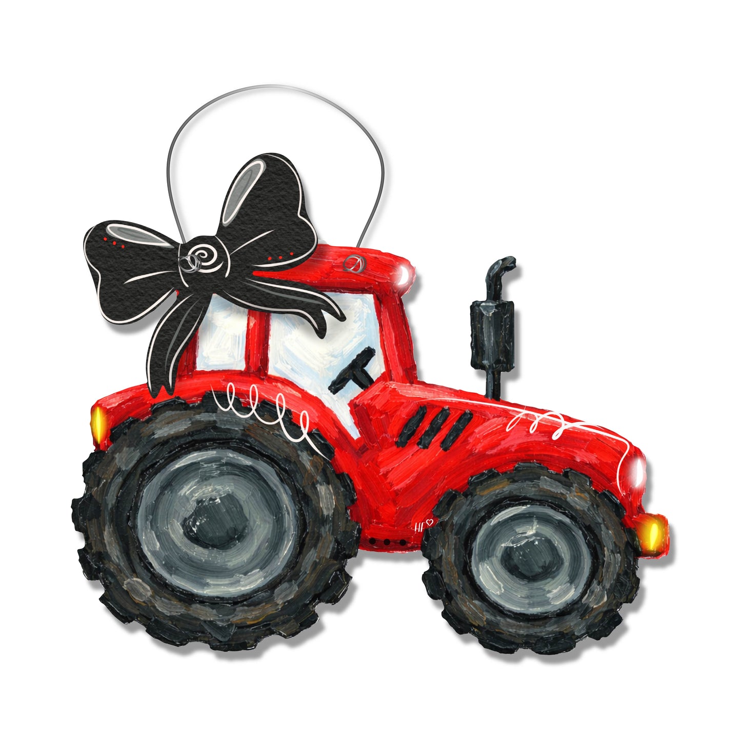 Red Tractor with Bow Door Hanger