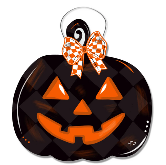 Reverse Jack O' Lantern Black Door Hanger