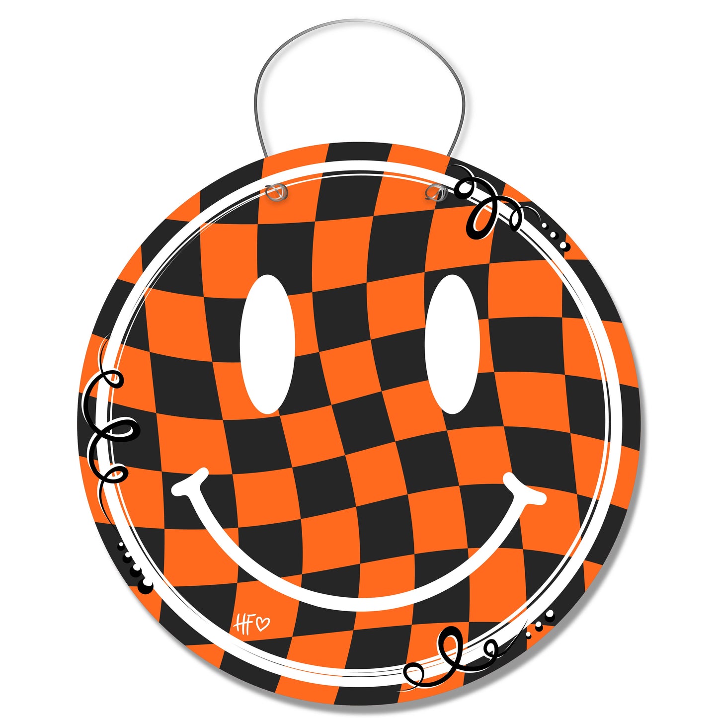 Halloween Checkerboard Smiley Face Door Hanger