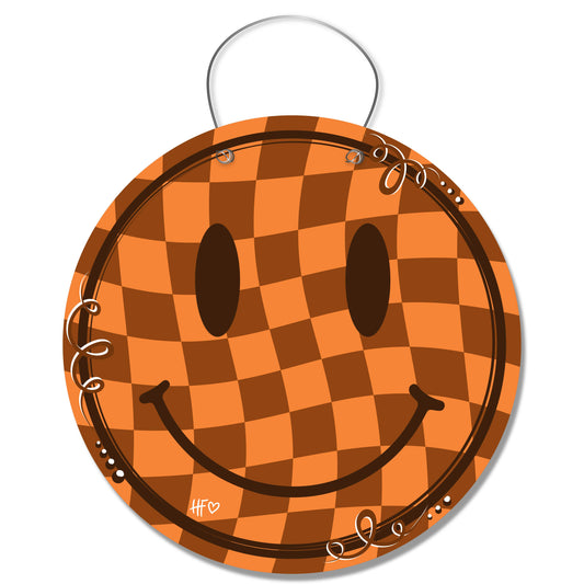 Thanksgiving Checkerboard Smiley Face Door Hanger