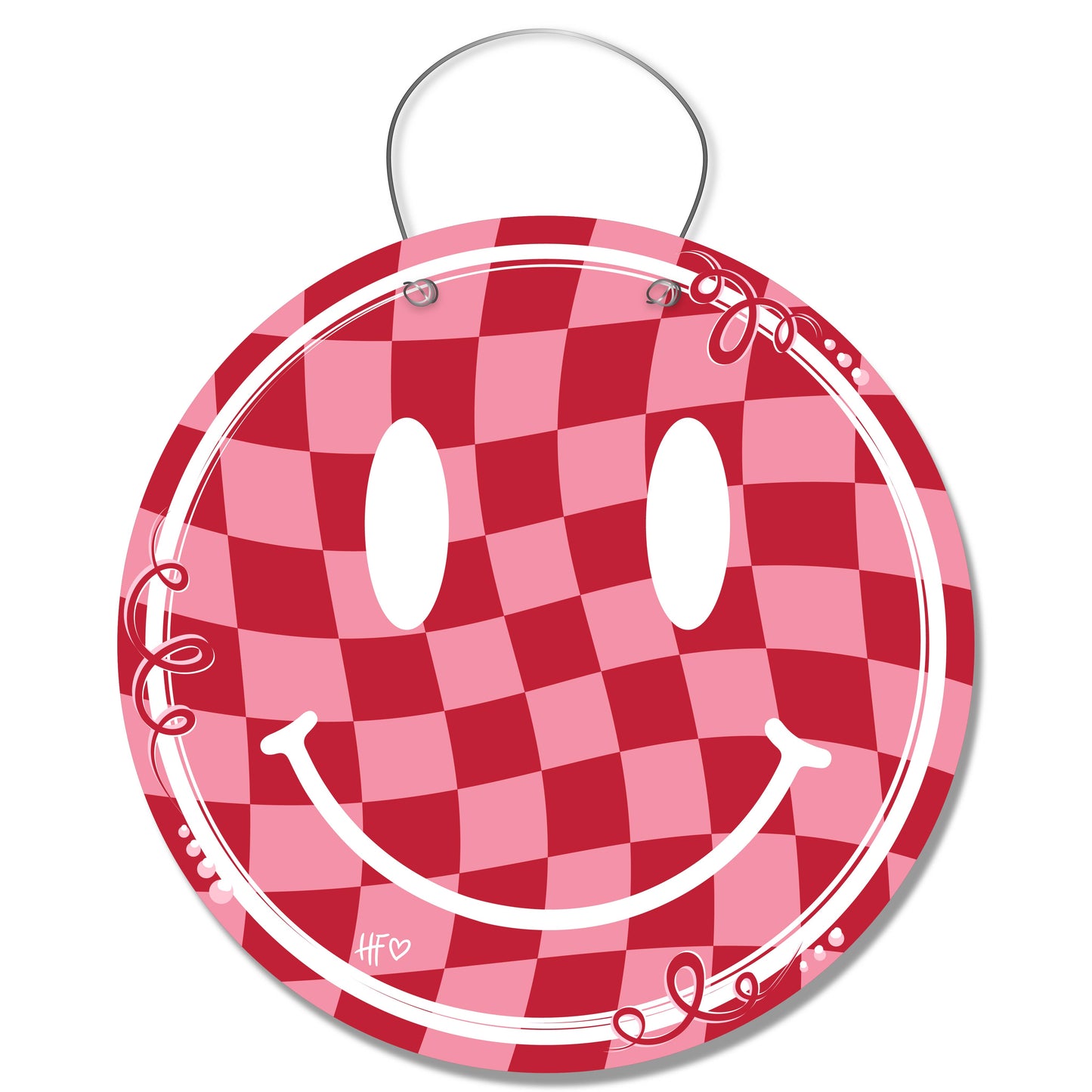 Valentines Checkerboard Smiley Face Door Hanger