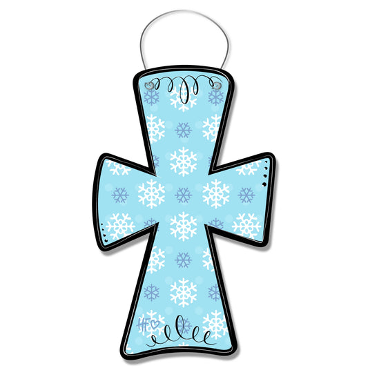 Winter Snowflake Cross Door Hanger