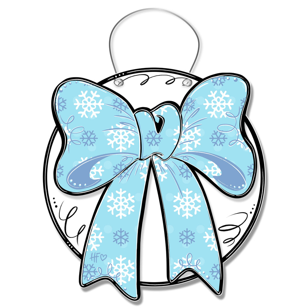 Winter Snowflake Bow Door Hanger