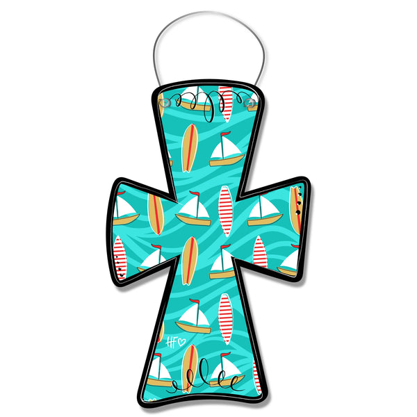 Surfing & Sailing Coastal Cross Door Hanger