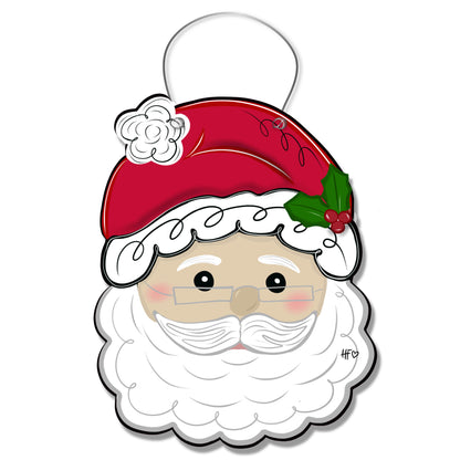Santa Claus(w/glasses) Christmas Door Hanger