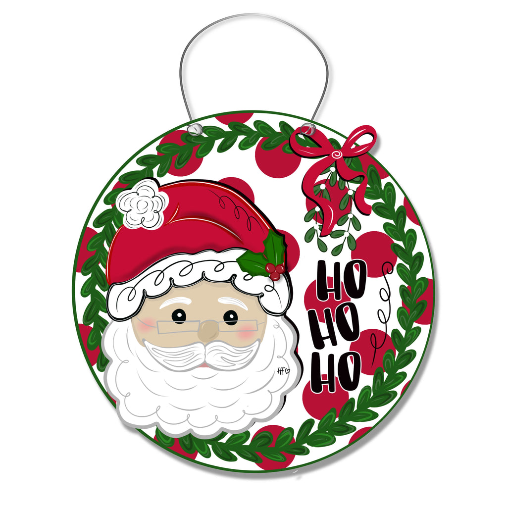Santa Spots and Mistletoe Door Hanger