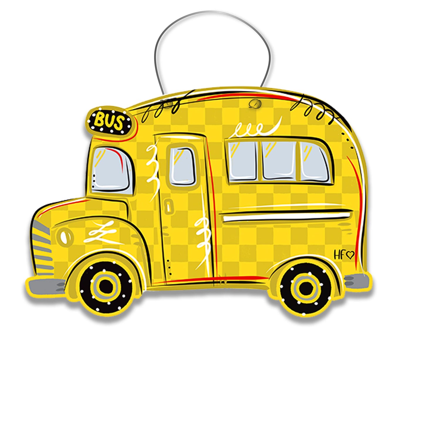 Checkerboard School Bus Door Hanger