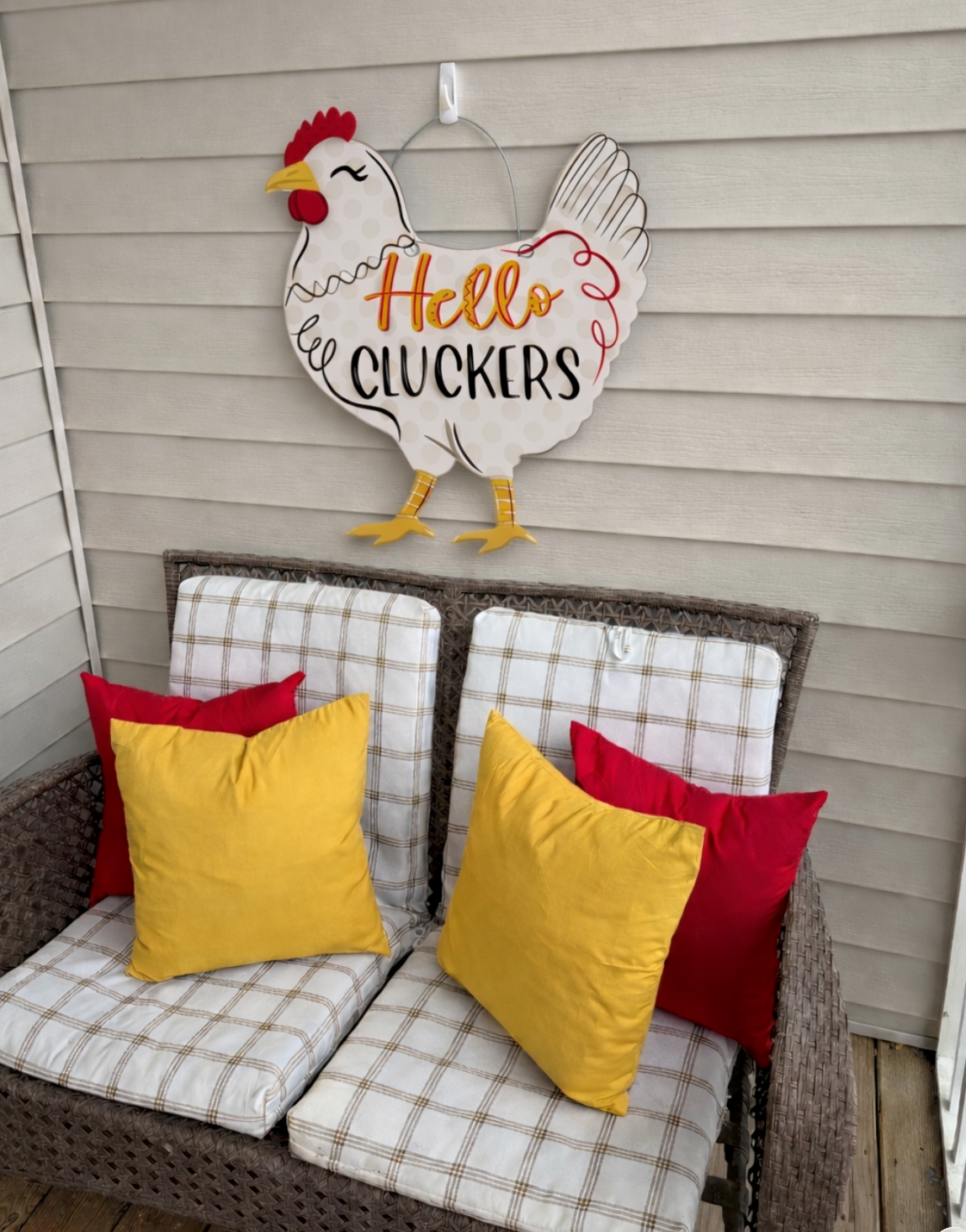 Hello Cluckers Chicken Door Hanger