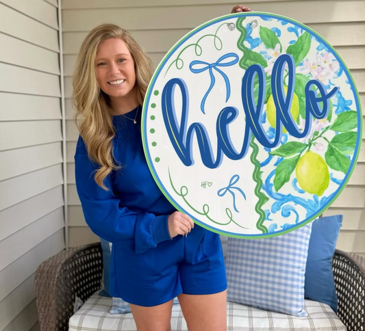 Lime Time Hello Door Hanger