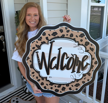 Leopard Cheetah Welcome Door Hanger
