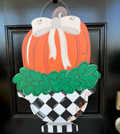 Planted and Classy Pumpkin Door Hanger