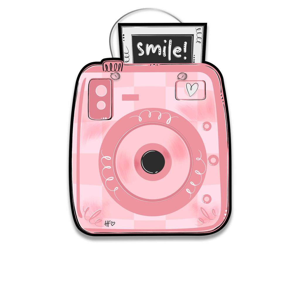 Pink Smile Polaroid Camera Door Hanger