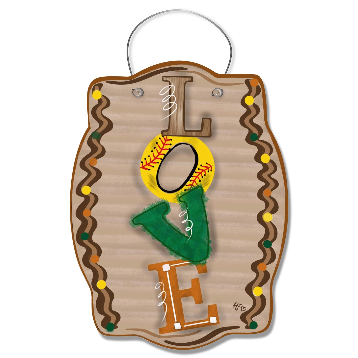 Softball LOVE Door Hanger