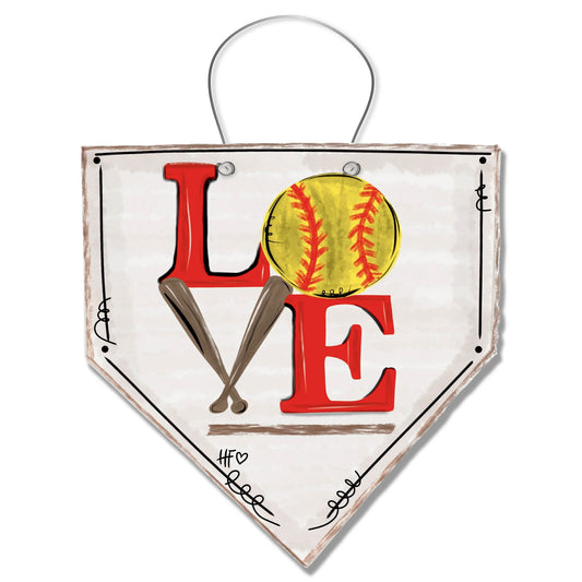 Softball LOVE Diamond Door Hanger