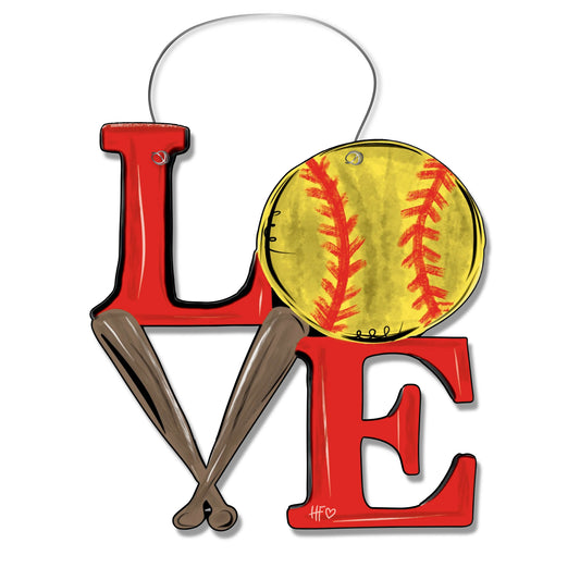 Softball LOVE Door Hanger