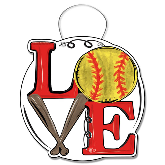 Softball LOVE Door Hanger