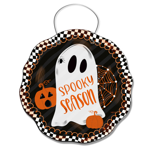 Spooky Ghost Halloween Circle Door Hanger