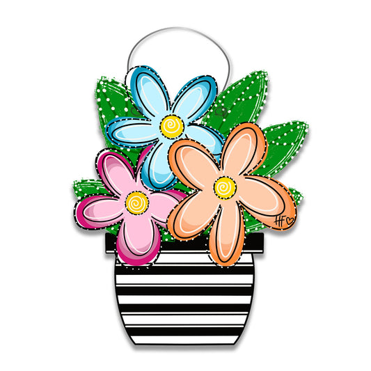 Spring Flower Pot Door Hanger